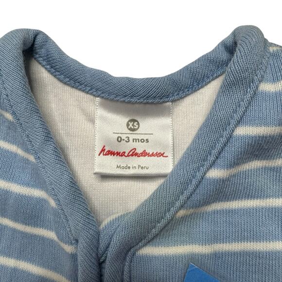 HANNA ANDERSSON 100% Organic Cotton Wearable Blanket 0-3 Month Blue White Stripe - Picture 4 of 6